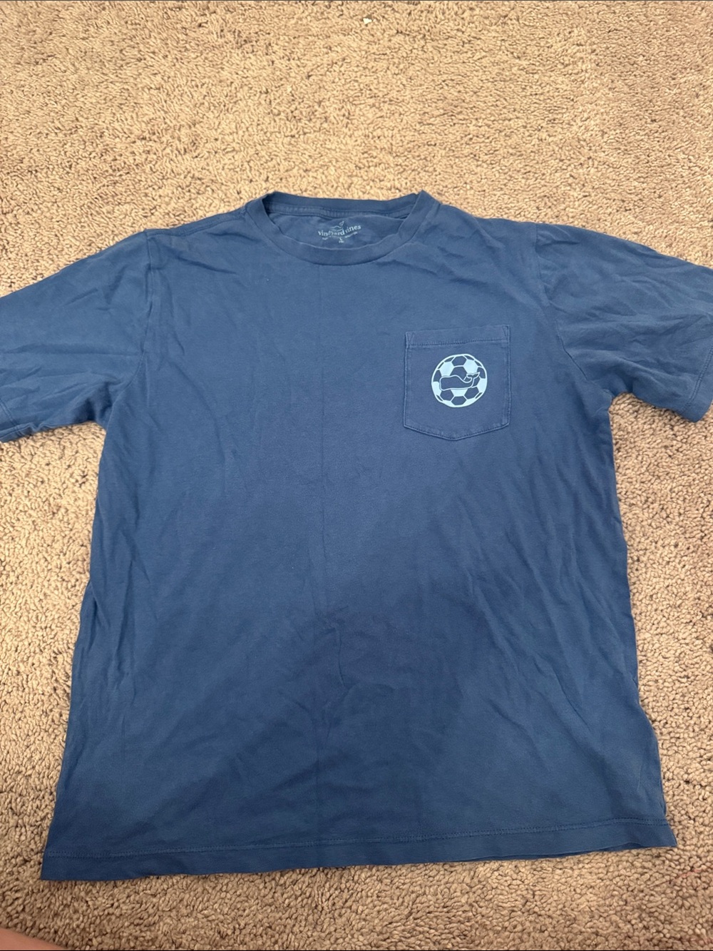 Vineyard Vines Navy Pocket Tee with Soccer Motif